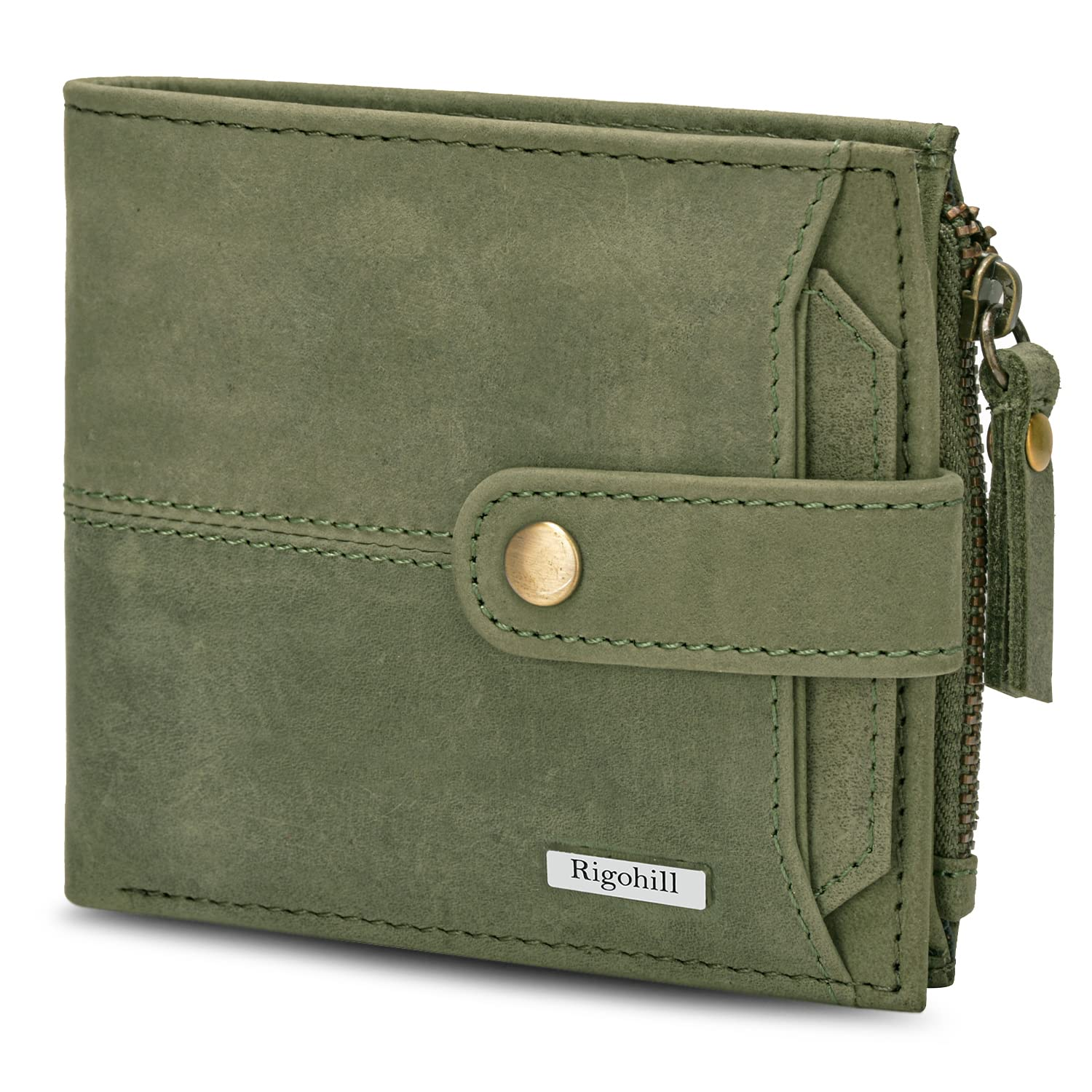 Rigohill Doger Olive Green Leather Wallet For Men wallet